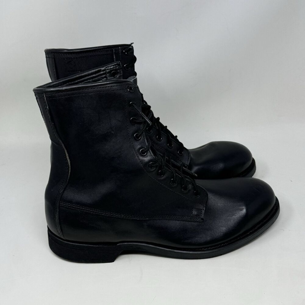 Addison Shoe Co Combat Steel Toe Boots Mens 10.5 Black Biltrite Vintage 1987